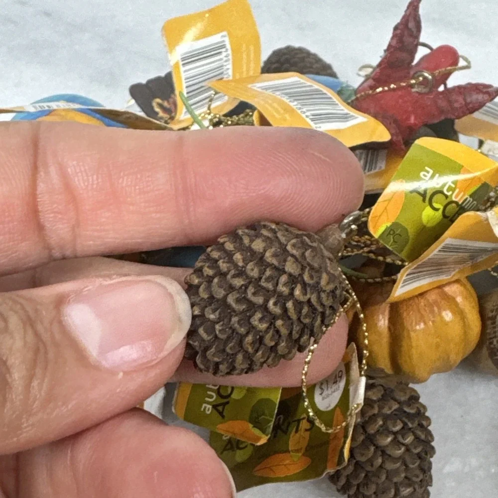 Vintage Autumm Accents Acorns Pumpkin birdhouse and Birds lot